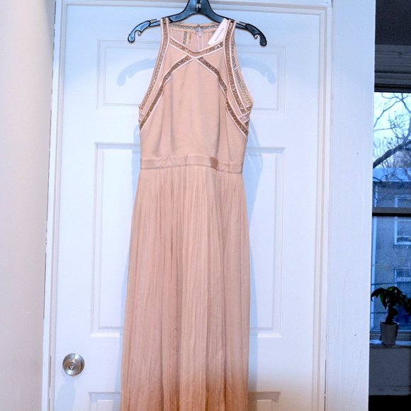 COPY - Rebecca Taylor Silk Pink Bead Embellished Gown
